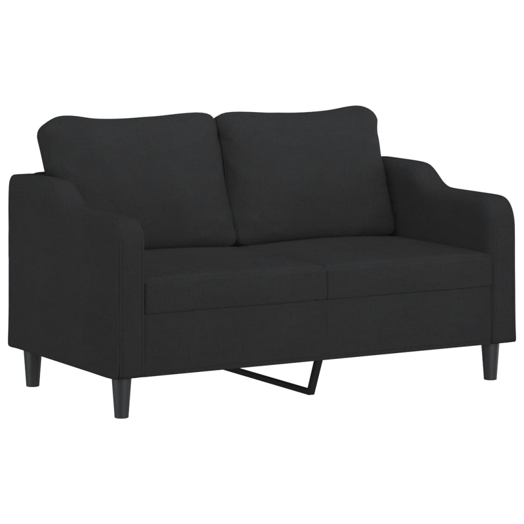 vidaXL Dvivietė sofa, juodos spalvos, 140cm, audinys