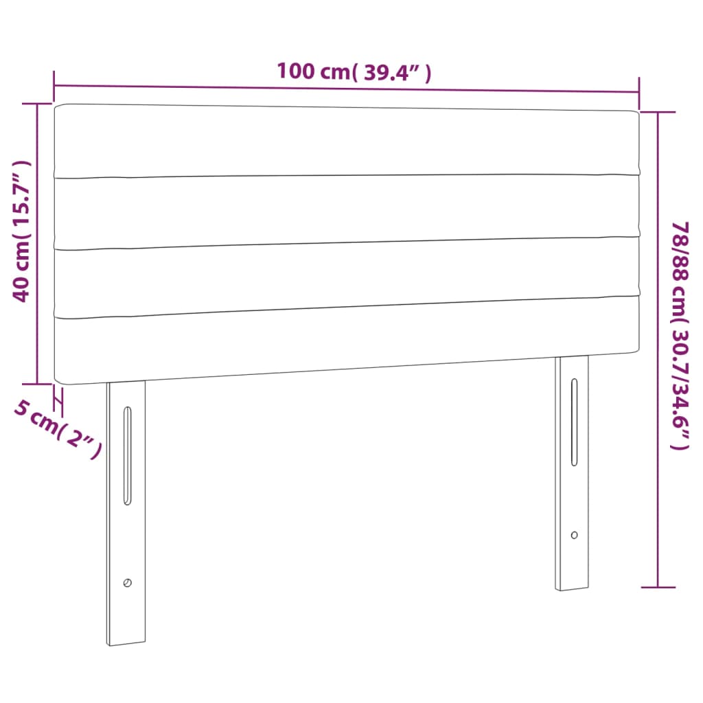 vidaXL Galvūgalis su LED, tamsiai pilkas, 100x5x78/88cm, aksomas