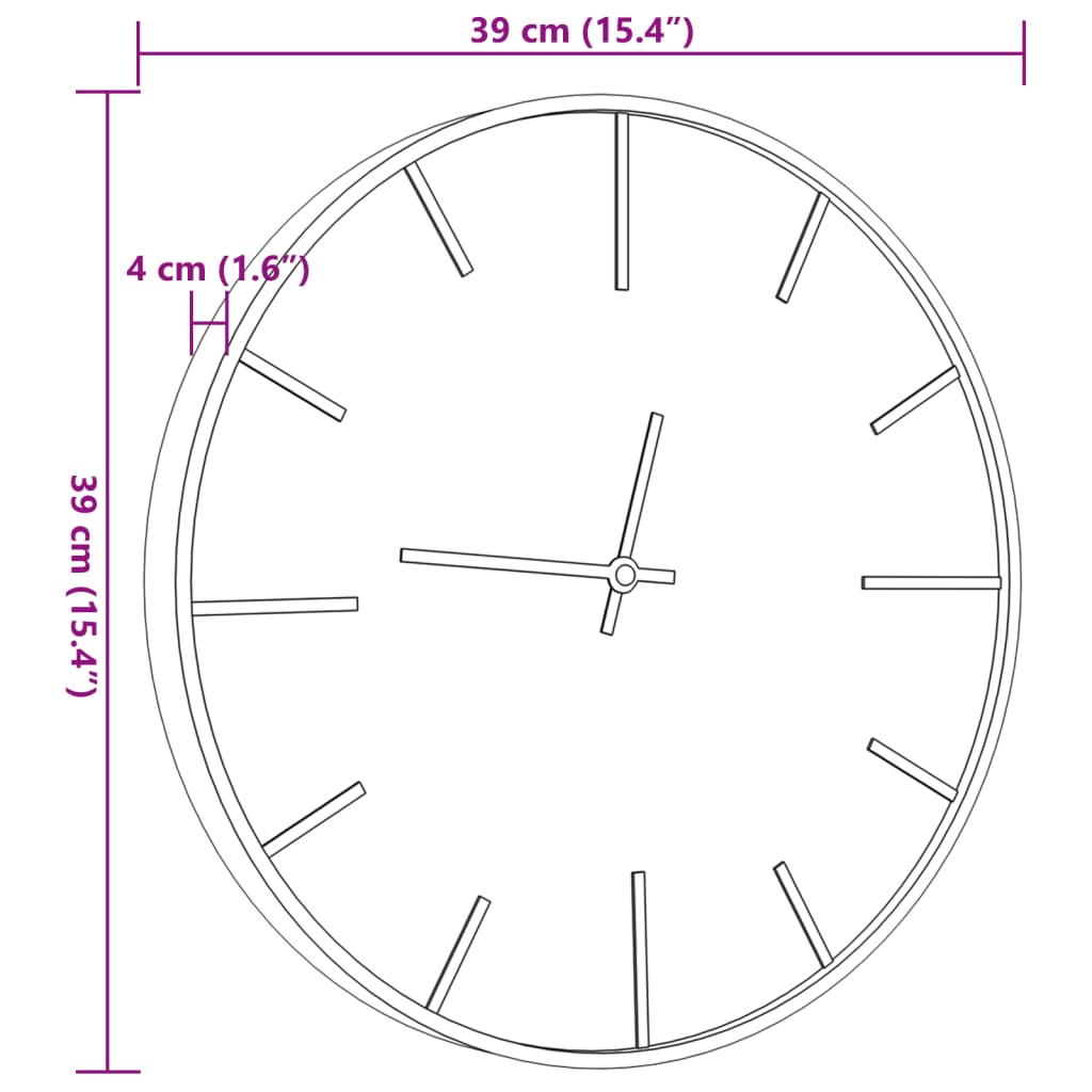 vidaXL Sieninis laikrodis, rudas, Ø39cm, geležis ir apdirbta mediena