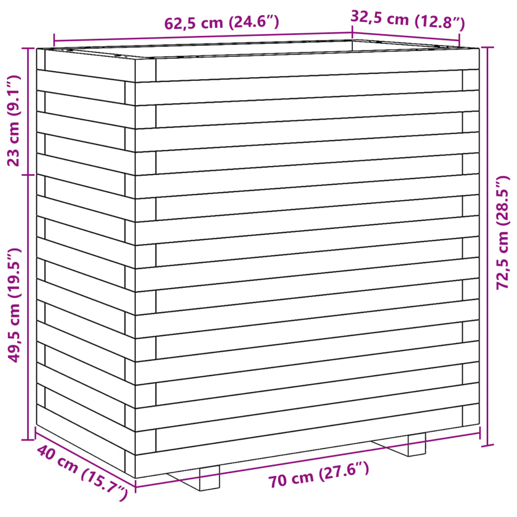 vidaXL Sodo lovelis, 70x40x72,5cm, impregnuota pušies mediena