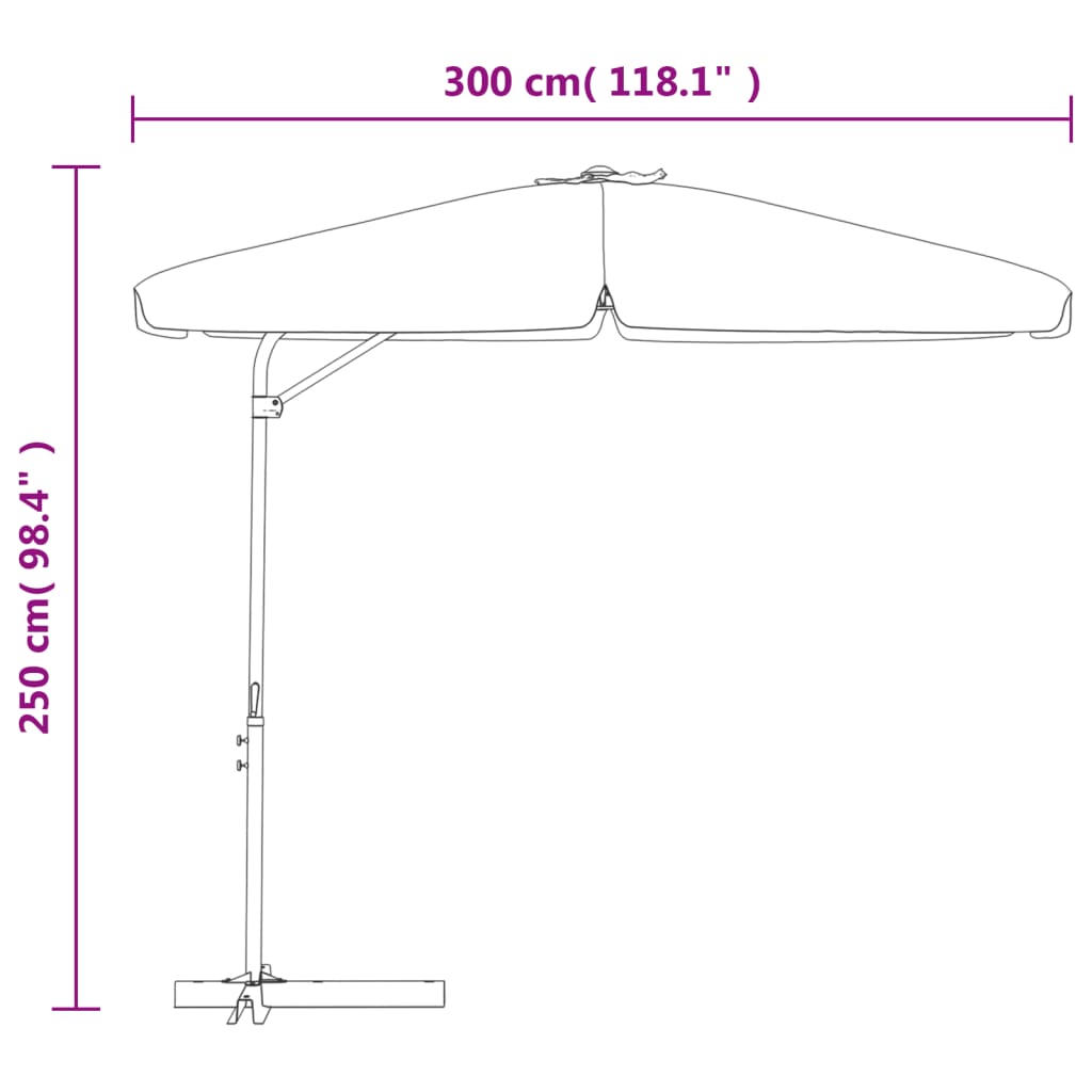 vidaXL Sodo skėtis nuo saulės su plieniniu stulpu, taupe, 300cm