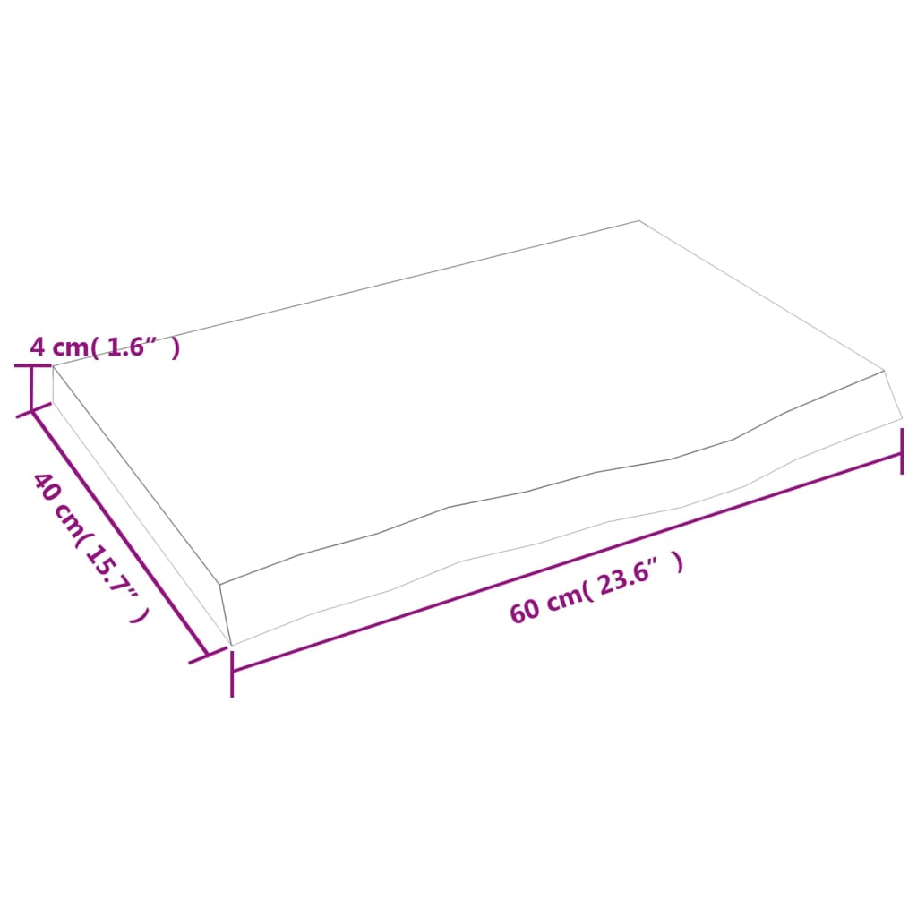 vidaXL Vonios stalviršis, tamsiai rudas, 60x40x(2-4)cm, mediena