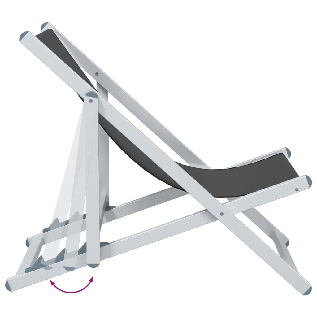 vidaXL Paplūdimio kėdės, 2vnt., pilkos, aliuminis ir tekstilenas