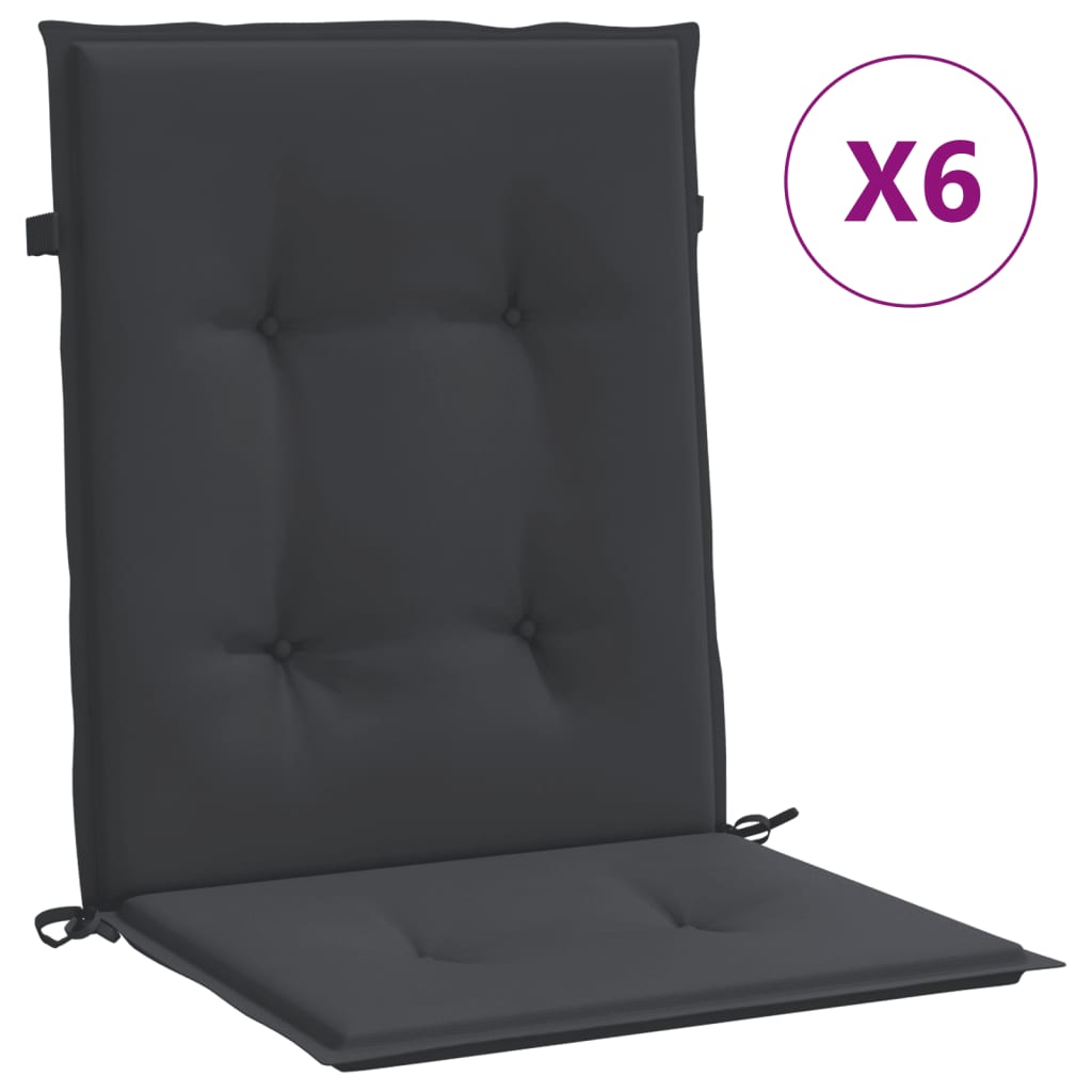 vidaXL Sodo kėdės pagalvėlės, 6vnt., juodos, 100x50x3cm, audinys