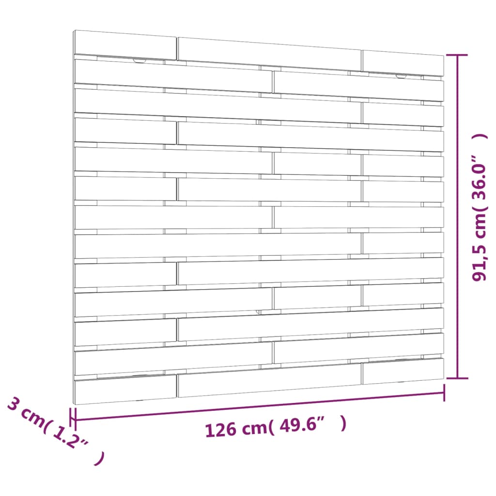 vidaXL Sieninis galvūgalis, 126x3x91,5cm, pušies medienos masyvas