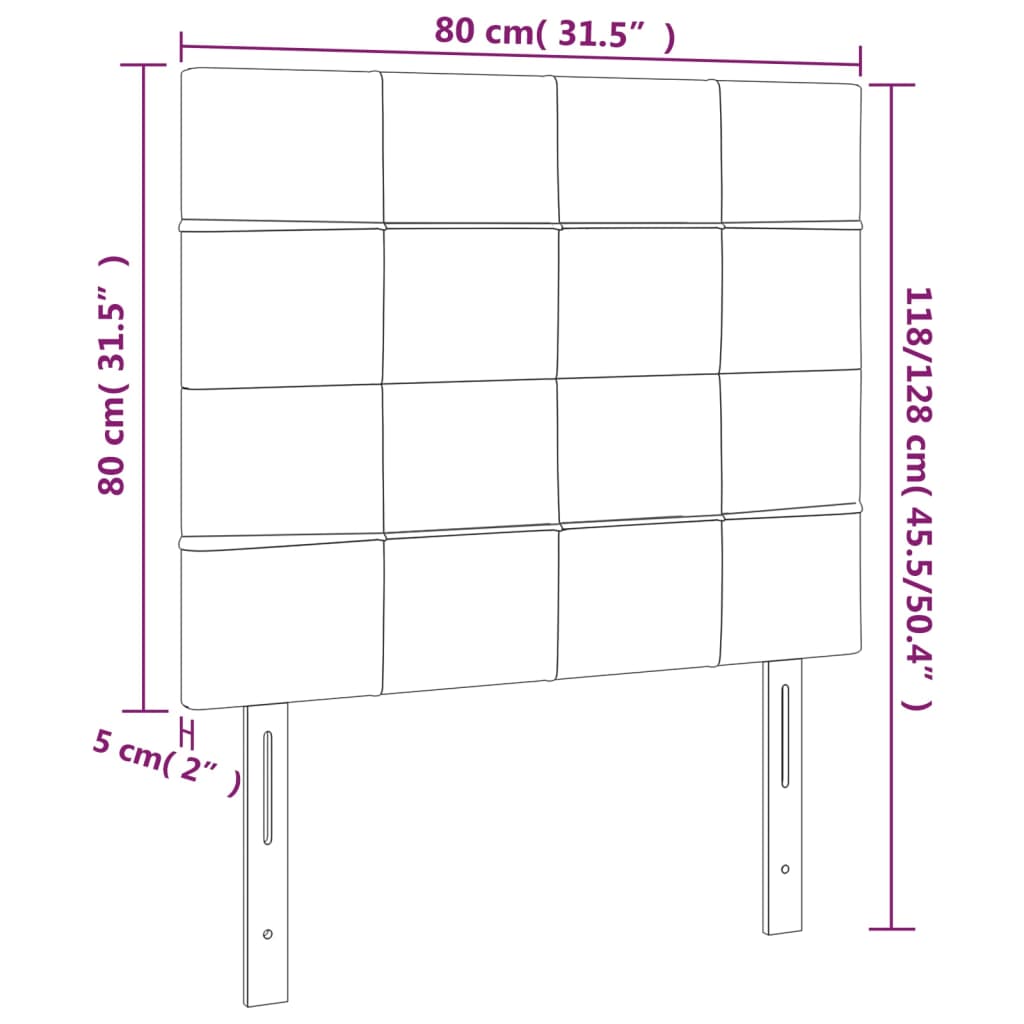 vidaXL Galvūgalis su LED, šviesiai pilkas, 80x5x118/128cm, audinys