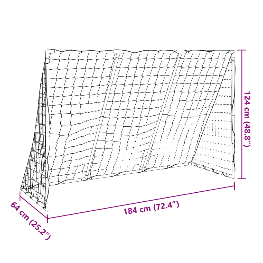 vidaXL Futbolo vartai su kamuoliais, 2-1, balti, 184x64x124cm, metalas
