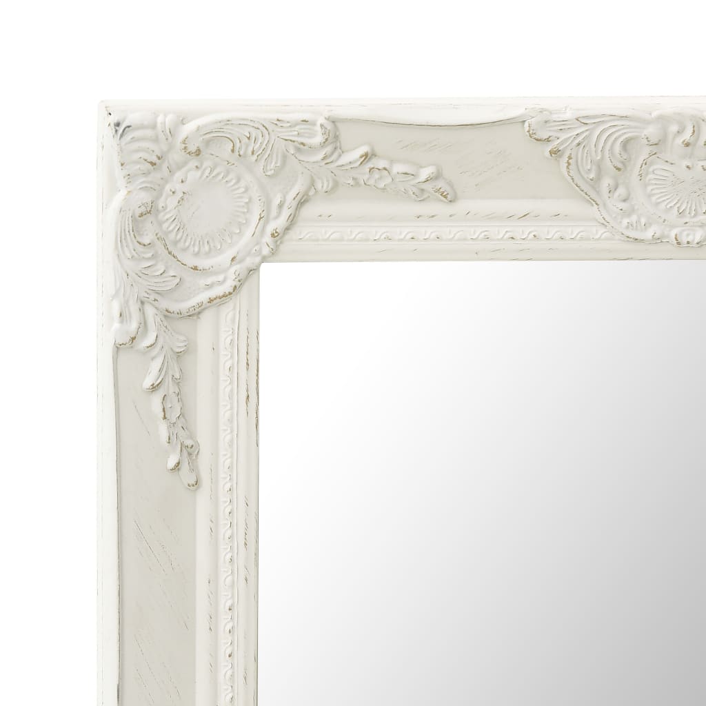 vidaXL Sieninis veidrodis, baltas, 60x60cm, barokinis stilius
