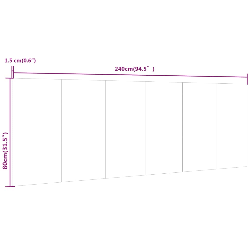 vidaXL Sieninis galvūgalis, betono pilkas, 240x1,5x80cm, mediena