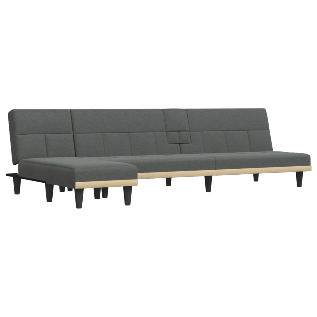 vidaXL L formos sofa-lova, tamsiai pilka, 255x140x70cm, audinys