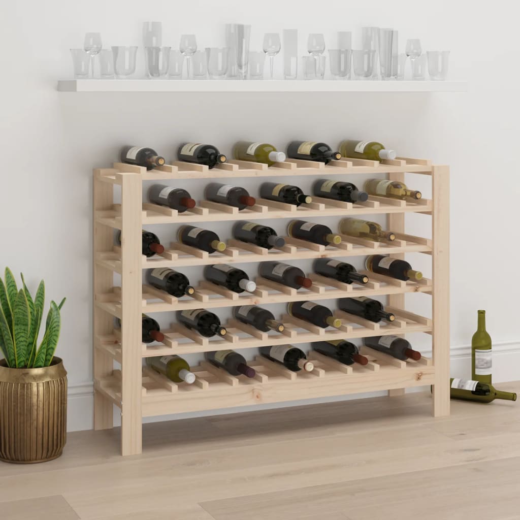 vidaXL Vyno butelių stovas, 109,5x30x82cm, pušies medienos masyvas