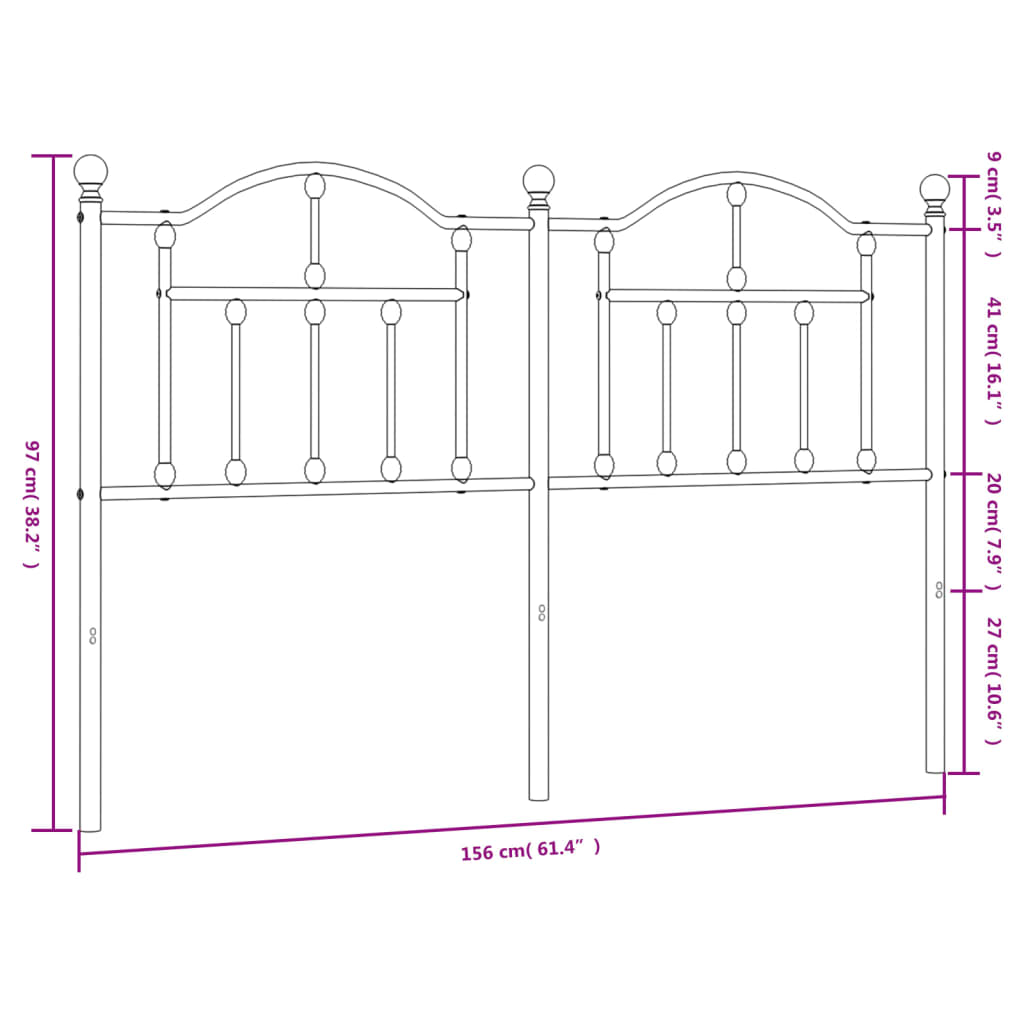 vidaXL Metalinis galvūgalis, baltos spalvos, 150cm