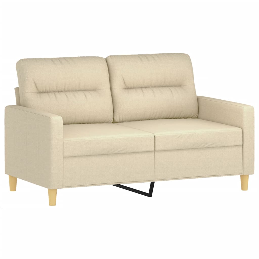 vidaXL Dvivietė sofa su pagalvėlėmis, kreminės spalvos, 120cm, audinys