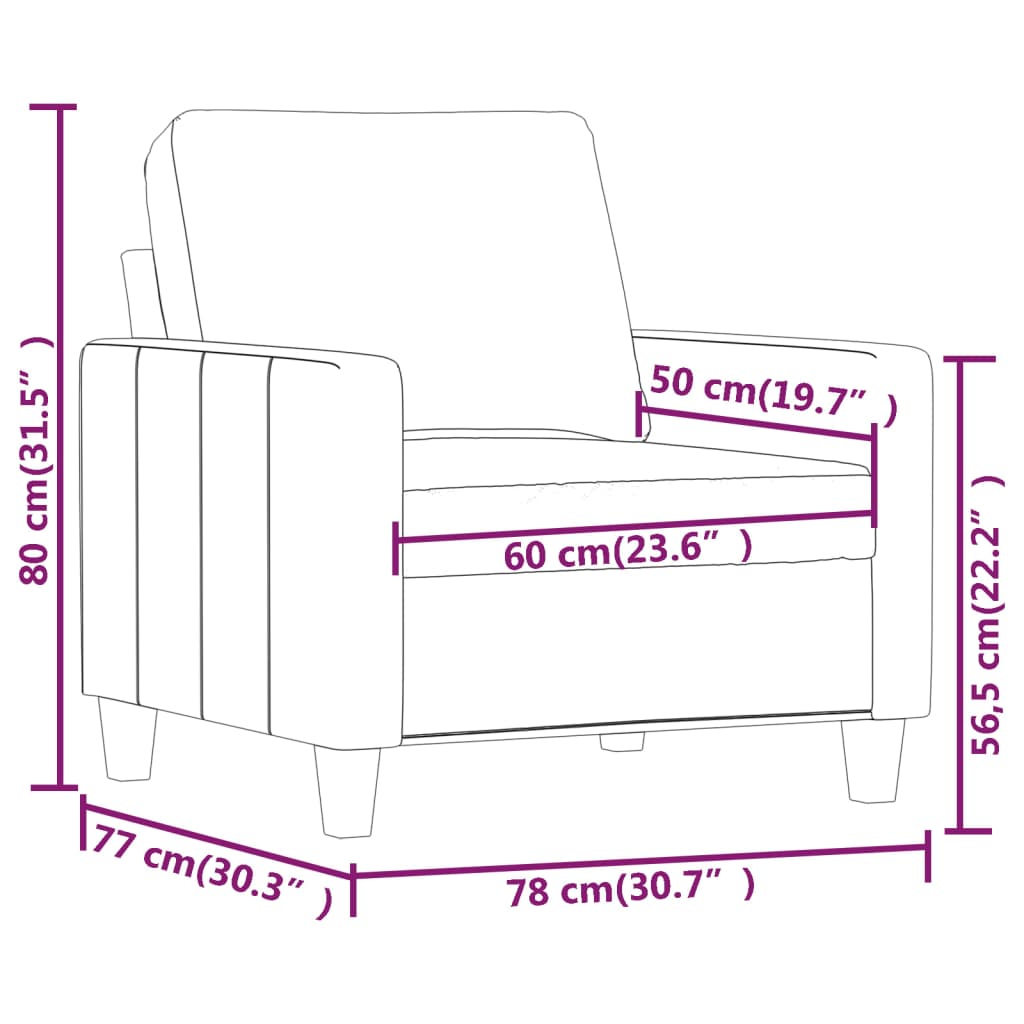 vidaXL Krėslas, kapučino spalvos, 60cm, dirbtinė oda