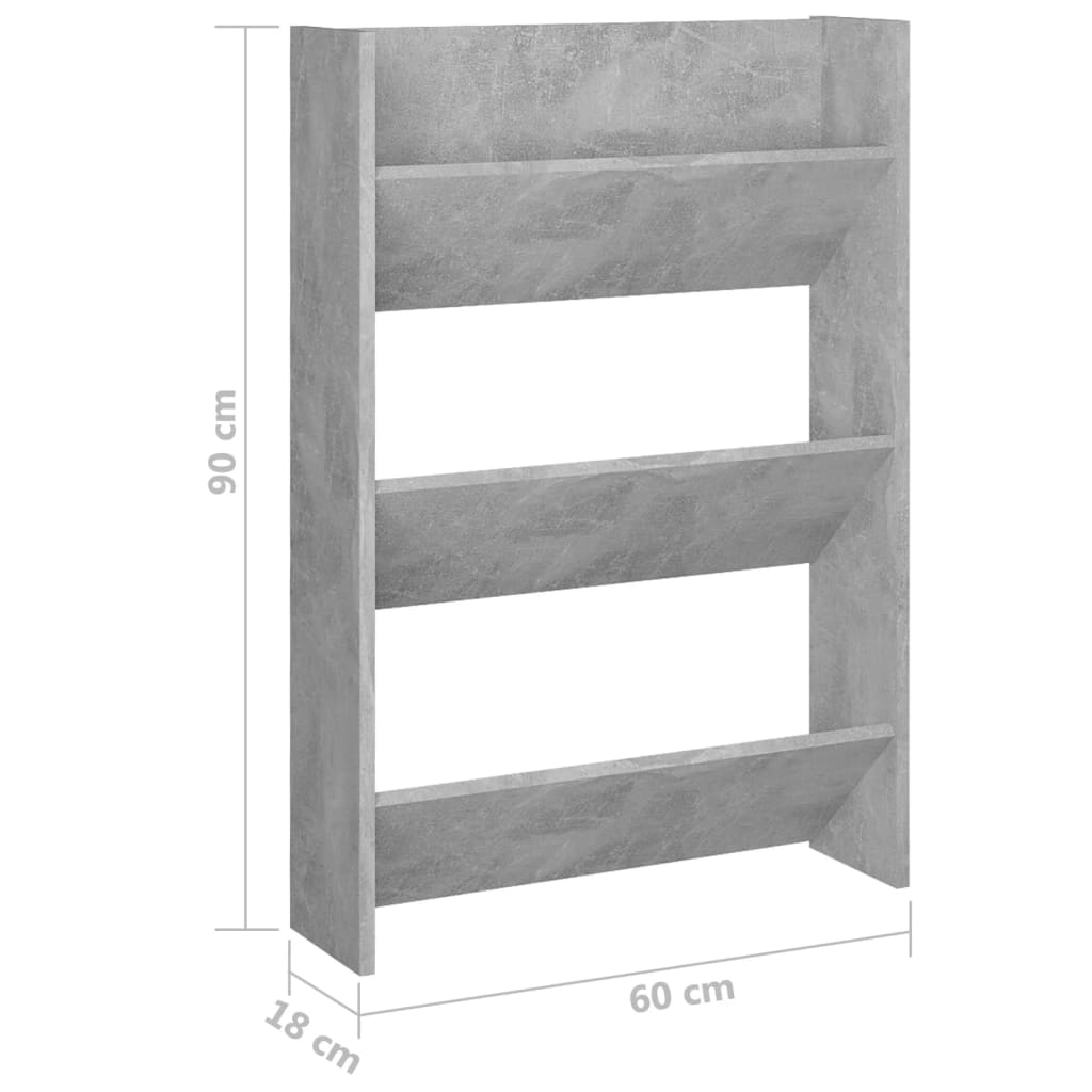 vidaXL Sieninės spintelės batams, 2vnt., pilkos, 60x18x90cm, MDP