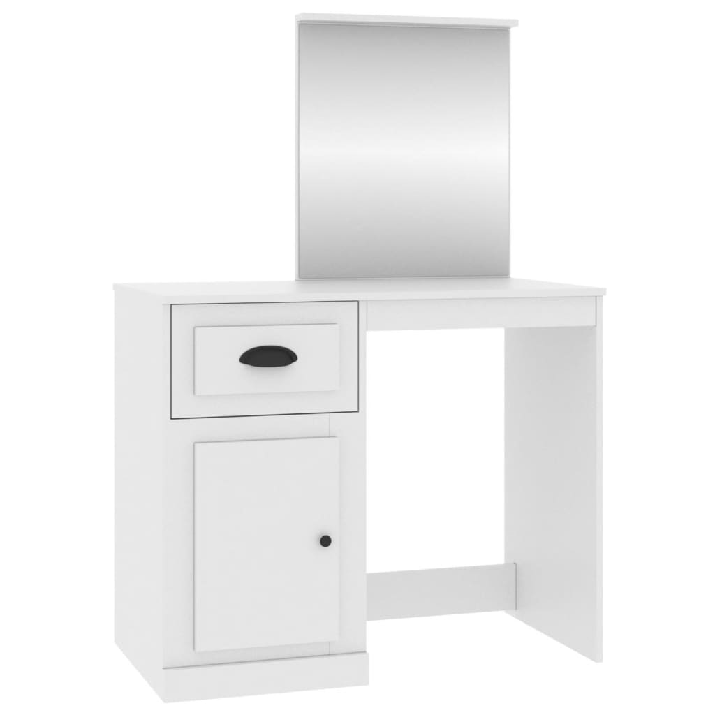vidaXL Kosmetinis staliukas, baltas, 90x50x132,5cm, mediena