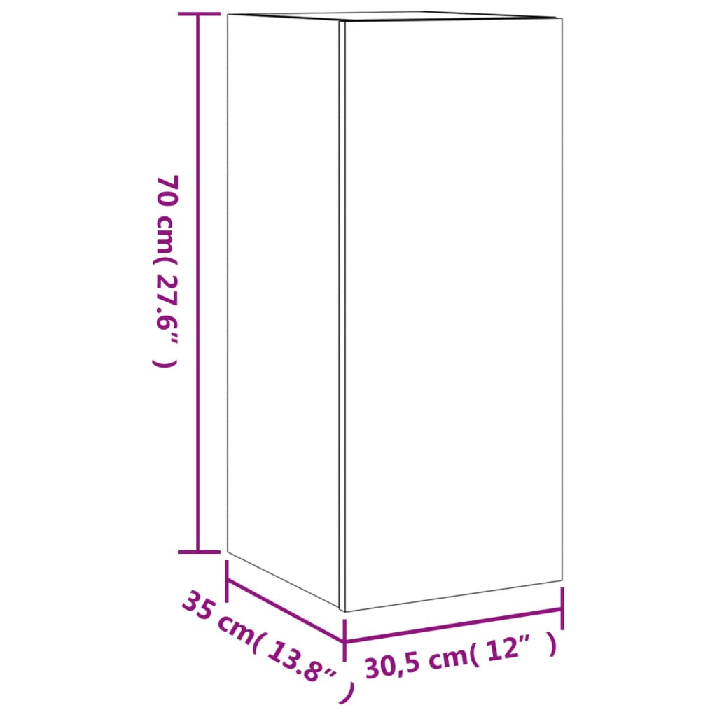 vidaXL Sieninė TV spintelė su LED lemputėmis, ruda, 30,5x35x70cm