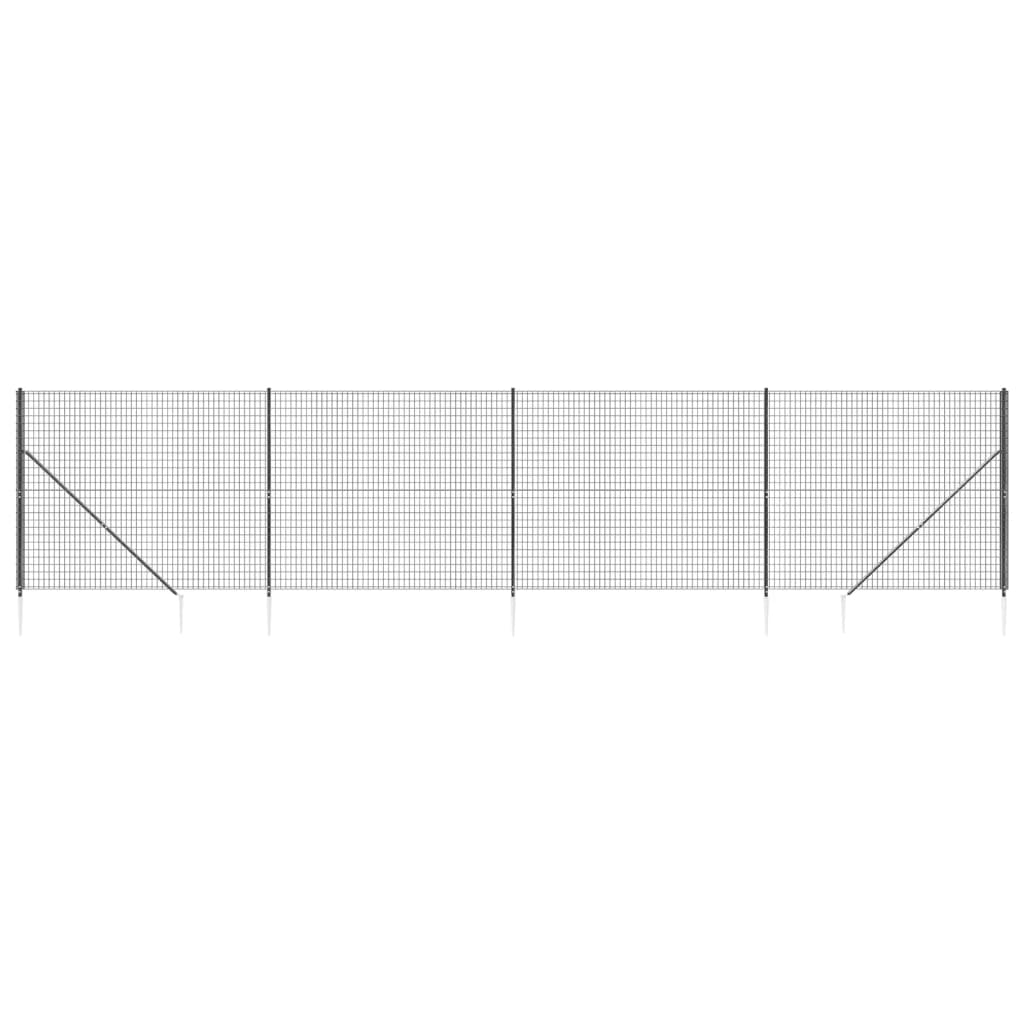 vidaXL Vielinė tinklinė tvora su smaigais, antracito spalvos, 1,4x10m