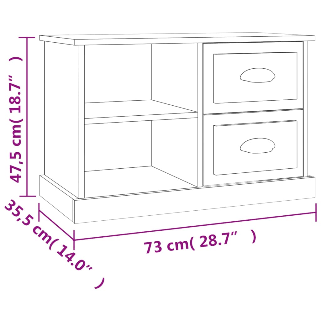 vidaXL Televizoriaus spintelė, balta, 73x35,5x47,5cm, mediena, blizgi