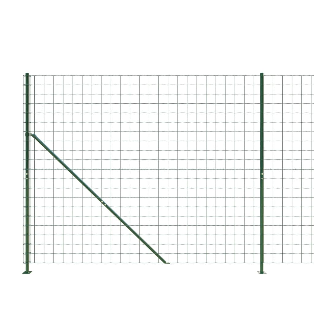 vidaXL Vielinė tinklinė tvora su flanšais, žalios spalvos, 1,4x25 m