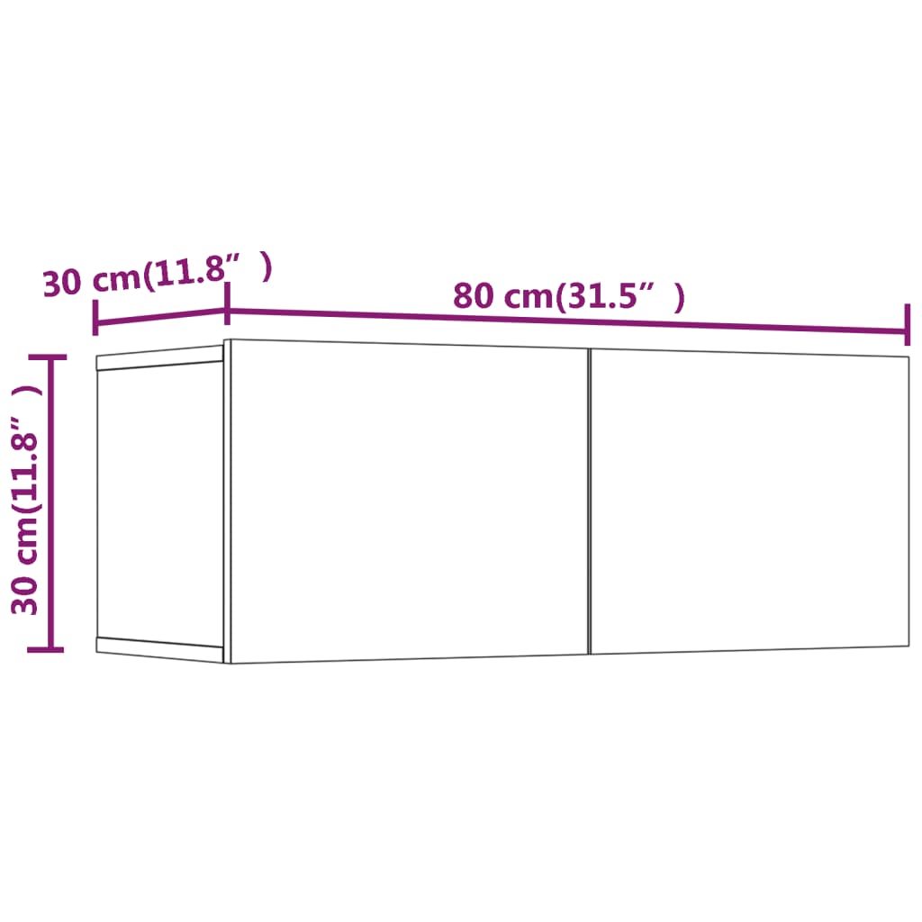 vidaXL Televizoriaus spintelės, 2vnt., rudos, 80x30x30cm, mediena