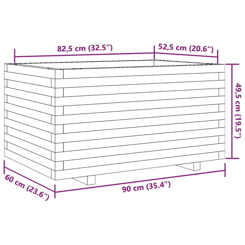 vidaXL Sodo lovelis, 90x60x49,5cm, douglas eglės medienos masyvas