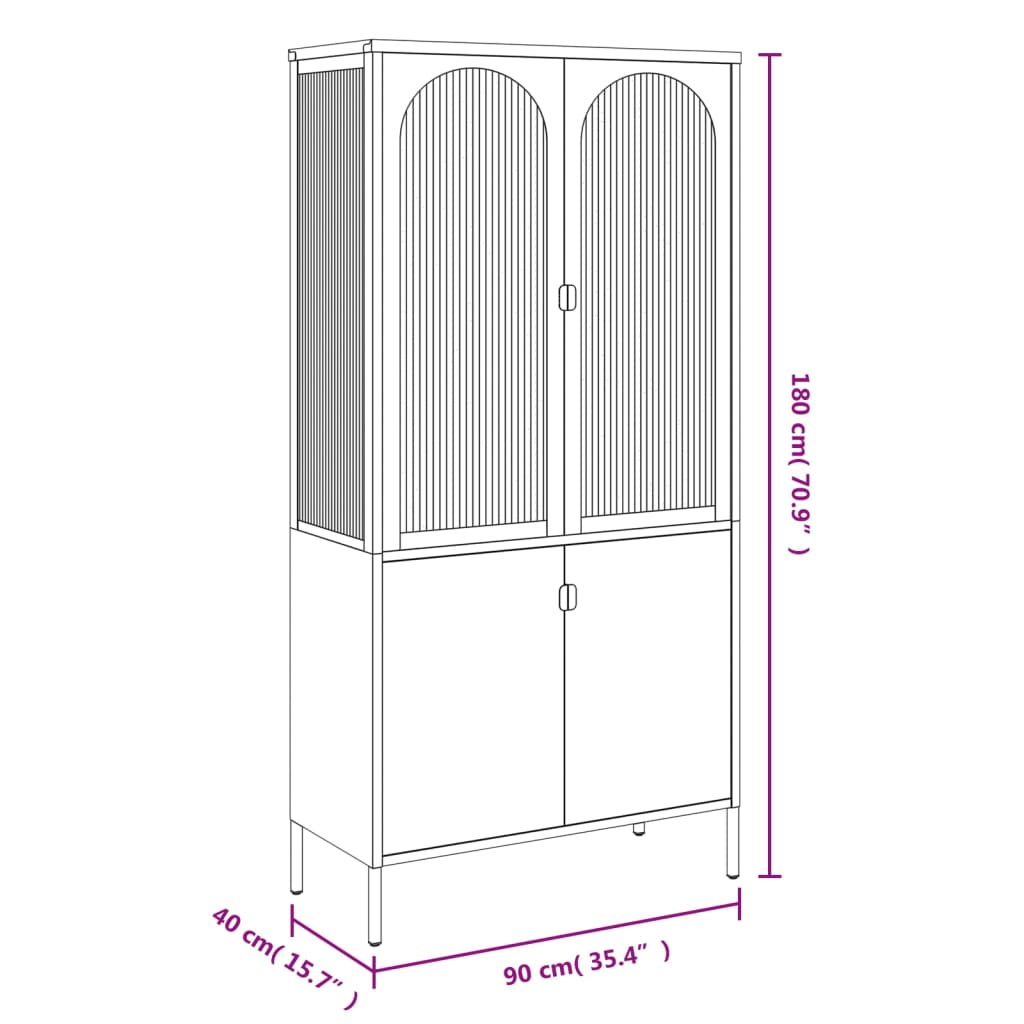 vidaXL Komoda, juodos spalvos, 90x40x180cm, stiklas ir plienas