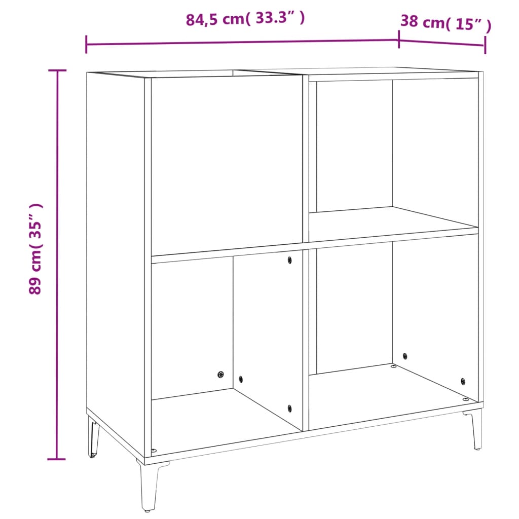 vidaXL Vinilinių plokštelių spintelė, juoda, 84,5x38x89cm, mediena